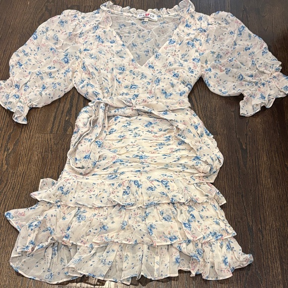 LoveShackFancy Women’s Blue and Pink Floral Mini Dress Size 8 - Picture 1 of 7